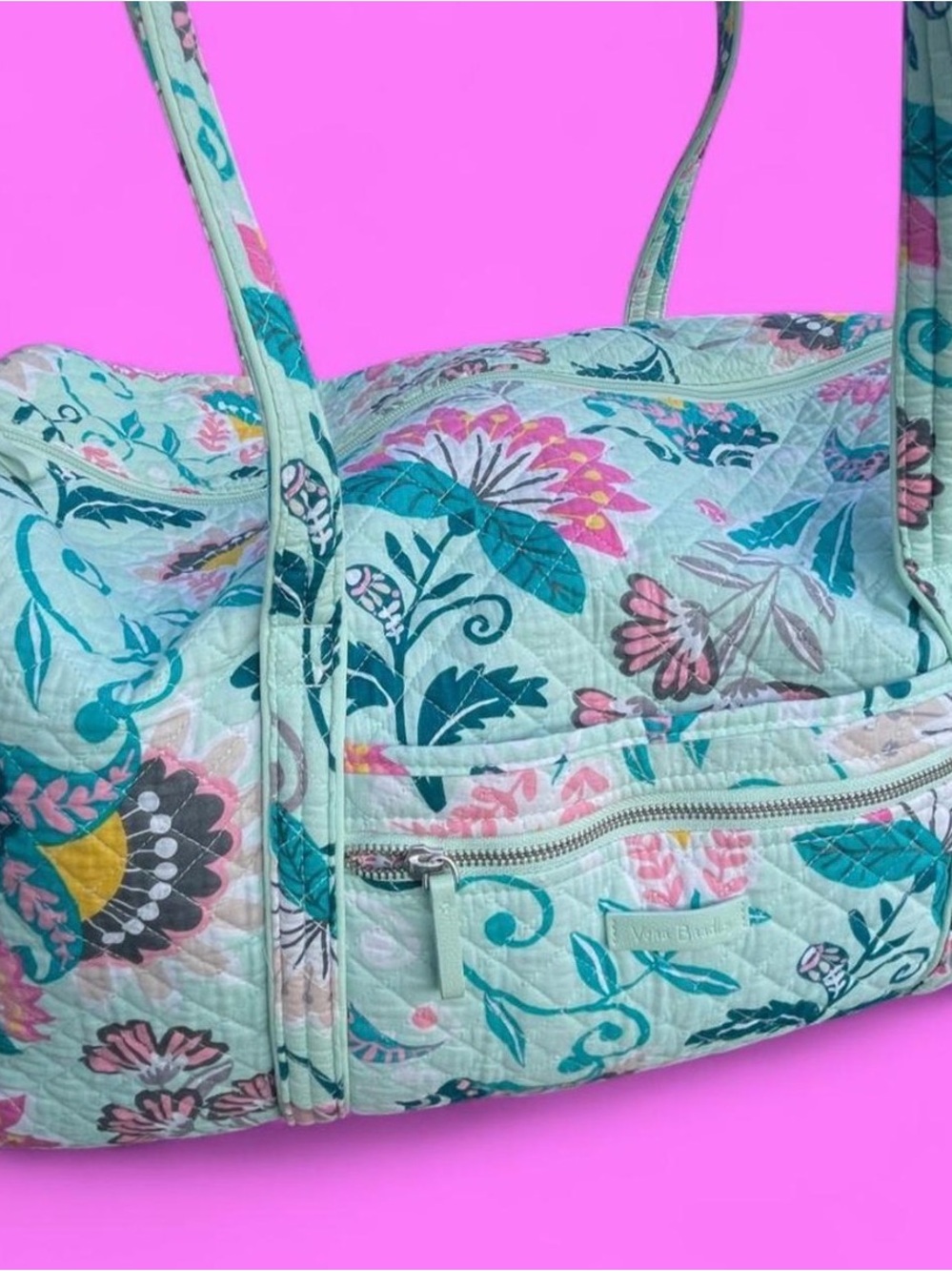 Vera Bradley Mint Flowers duffle bag